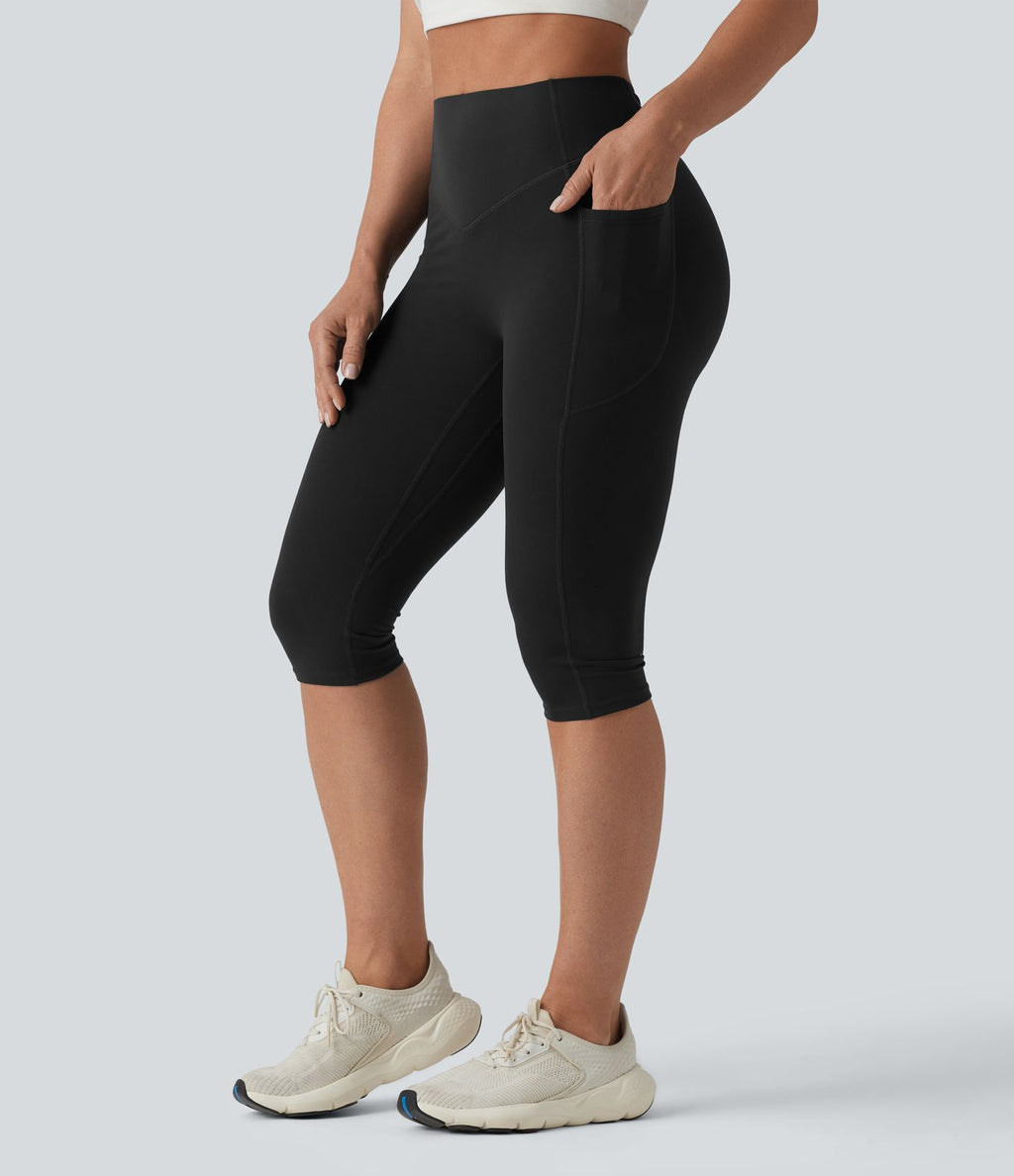 Halara UltraSculpt™ Legging yoga corsaire gainant push-up taille haute à fronces avec poches