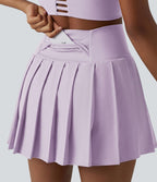 Jupe de danse courte plissée 2-en-1 Breezeful™ taille haute séchage rapide avec ourlet asymétrique et poches – Version longue