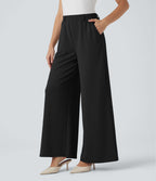 Pantalon tailleur Halara Flex™ palazzo crêpe jambe large taille haute avec poches
