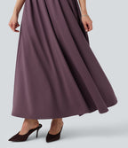 Robe midi fluide esprit bureau sans manches col V avec poches