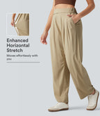Pantalon décontracté fuselé taille haute en lin stretch avec poches