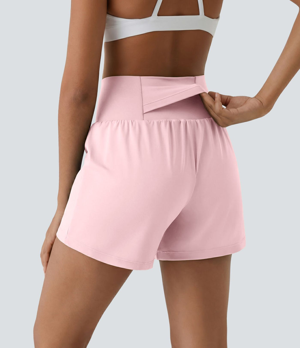 Short yoga 2-en-1 SoftlyZero™ Airy effet frais InstantCool taille très haute 12,5 cm avec poches, longueur allongée