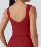 Robe maxi fluide dos nu, avec brassière intégrée et poches