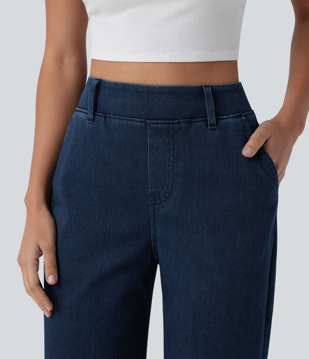 Jean Halara Flex™ taille haute coupe droite décontracté avec poches