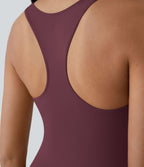 Robe Casual Mini Évasée 2-en-1 à Col V Profond Dos Nageur et Poches Latérales