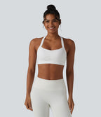 Brassière de sport de yoga froncée soutien-gorge intégré maintien léger