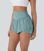 Breezeful™ Short yoga taille haute avec poche arrière ourlet croisé séchage rapide