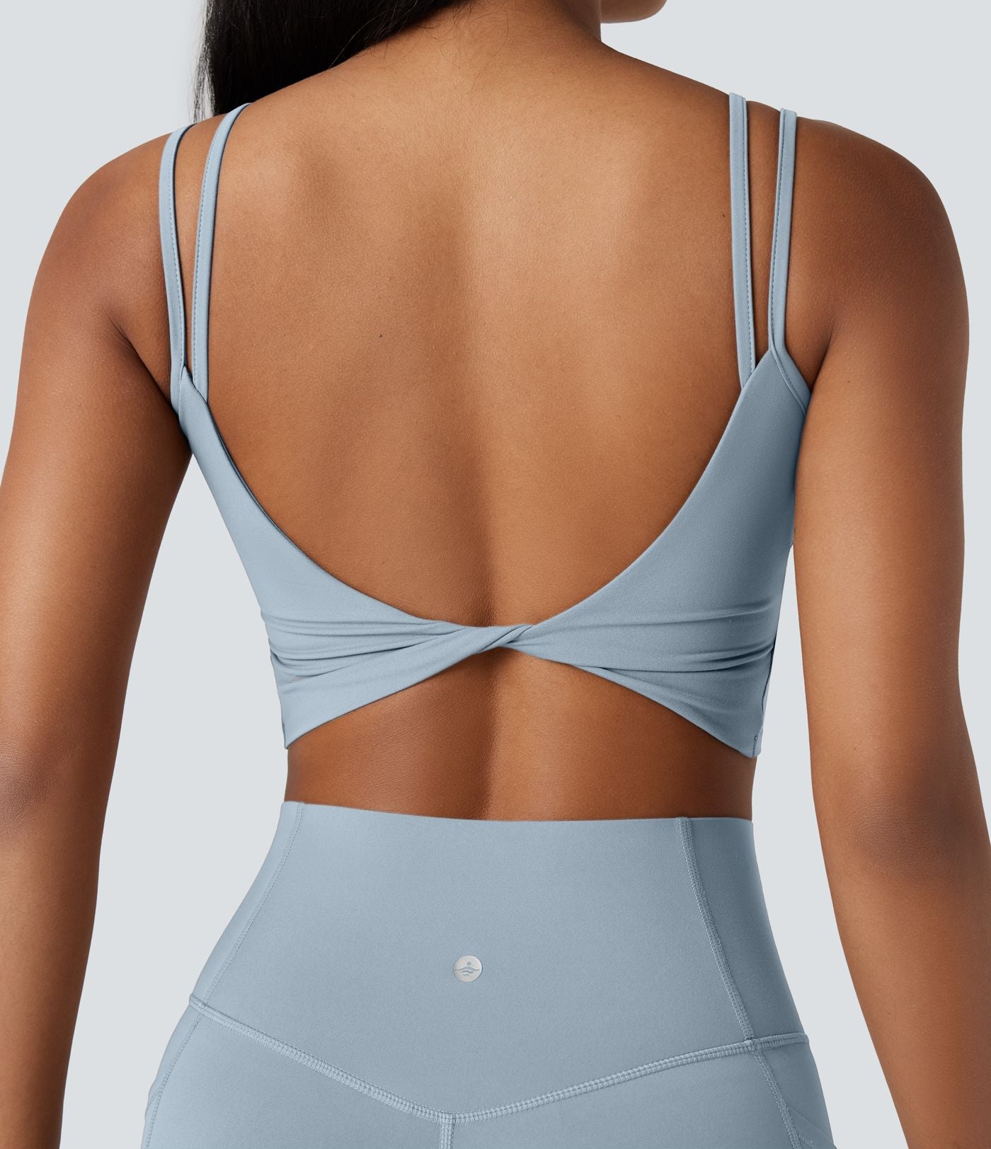Débardeur yoga court Halara UltraSculpt™ double bretelles torsadé dos nu