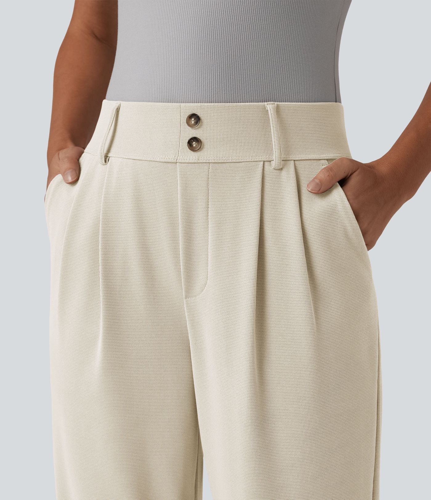 Halara Flex™ Pantalon tailleur fuselé taille haute en tissu gaufré avec poches