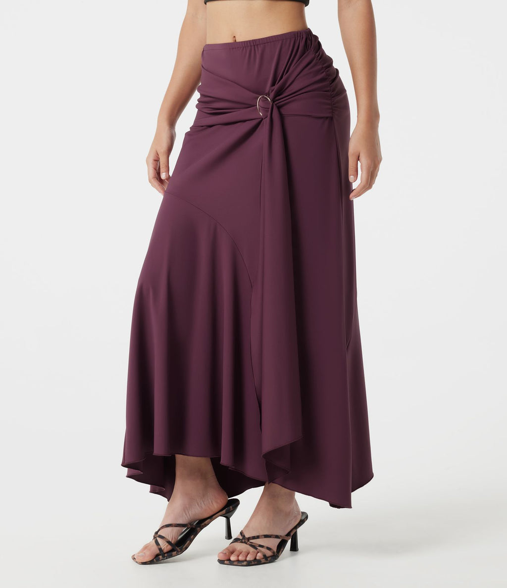 Jupe de soirée maxi taille mi-haute froncée coupe sirène
