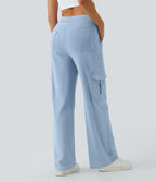 Halara Flex™ Taille Mi-Haute Multiples Poches Jambe Droite Jean Cargo Décontracté Extensible