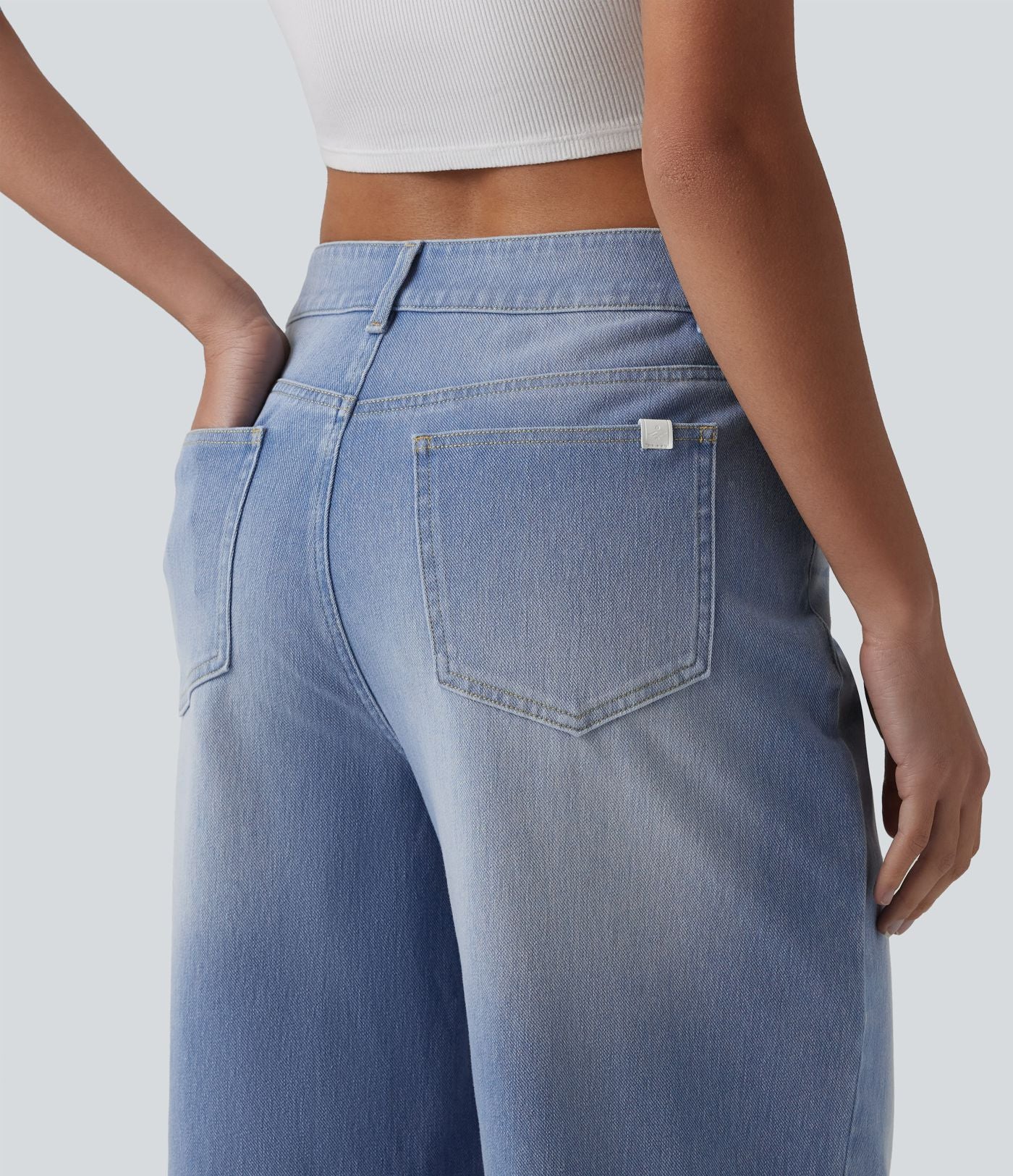 Jean large décontracté Halara Flex™ asymétrique taille mi-haute avec poches