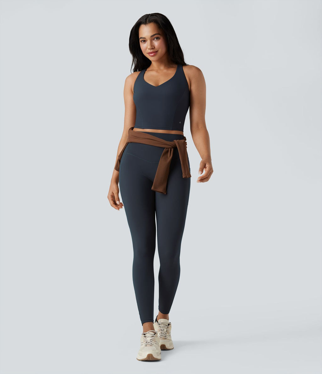 Débardeur yoga Halara UltraSculpt™ 2-en-1 push-up col V profond dos croisé