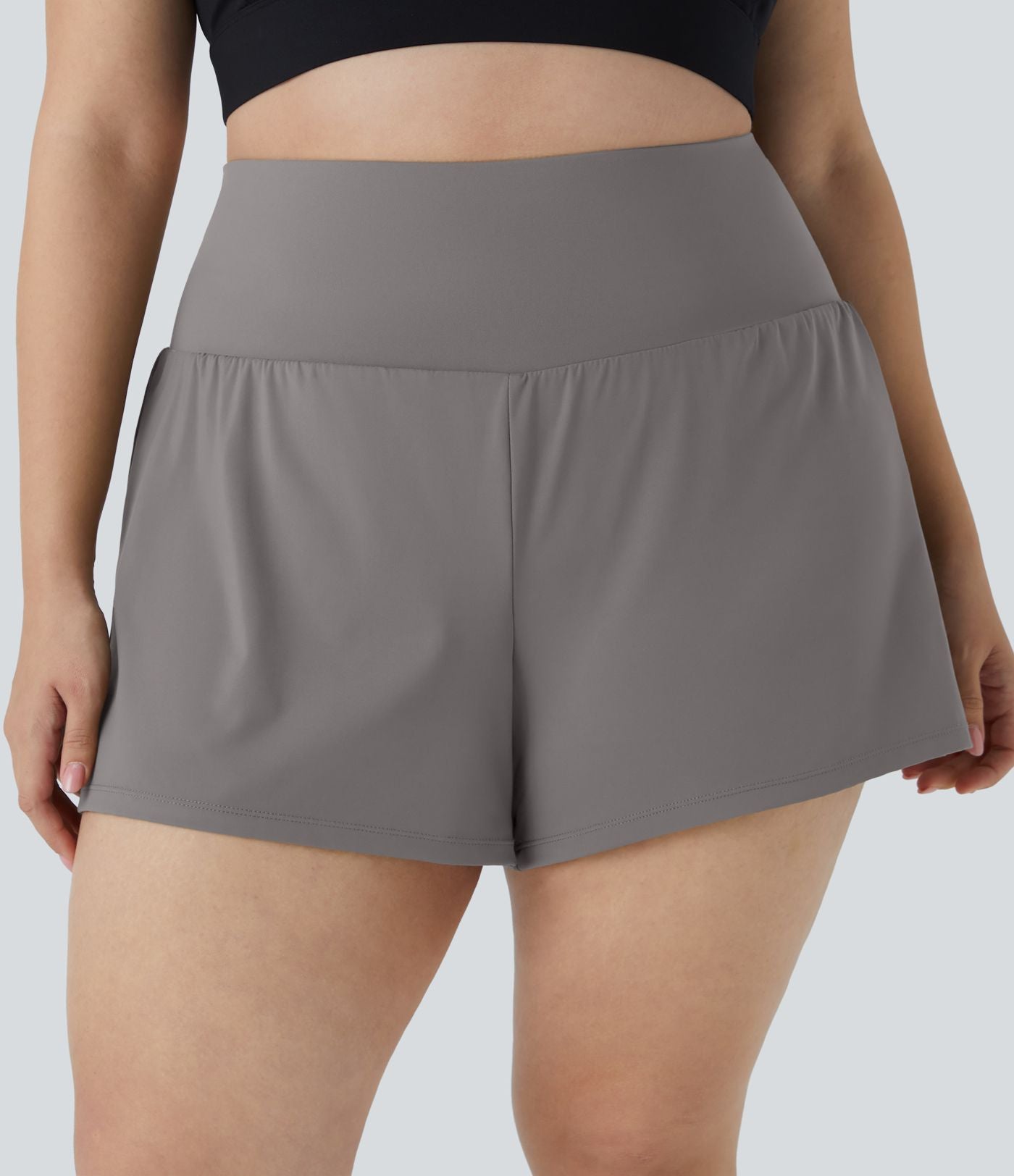 Short 8,8cm Sport Grande Taille 2 en 1 avec Poches Arrière et Poches Latérales Cachées