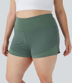 Short Yoga Grande Taille 2-en-1 à Taille Haute avec Poche Arrière