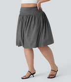 Jupe grande taille fluide froncée taille haute avec poches