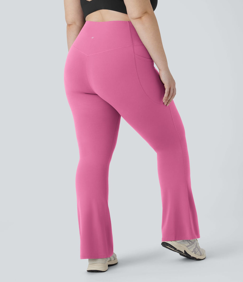 Pantalon de yoga à coupe bootcut gainant taille haute grande taille avec poches Halara UltraSculpt™