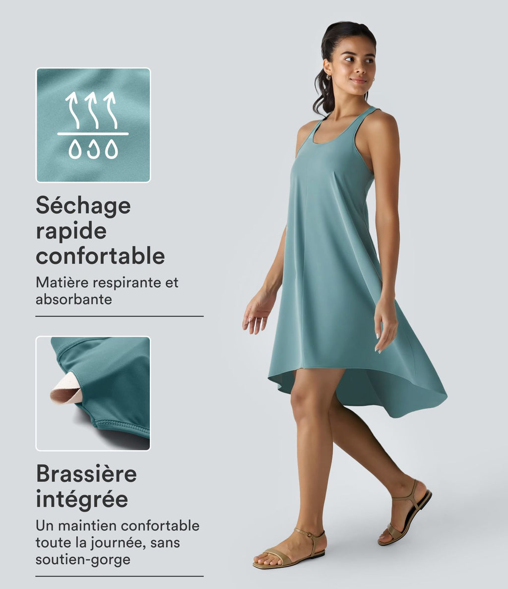 Robe décontractée mi-longue Breezeful™ dos nageur poche latérale fluide asymétrique séchage rapide A-C