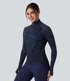 Haut de sport demi-zip à manches longues avec passants pouces sans couture OneForm Seamless Flow
