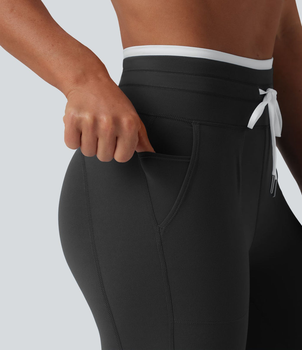 Legging de yoga corsaire Halara UltraSculpt™ color block taille haute gainant avec cordon de serrage avec poches