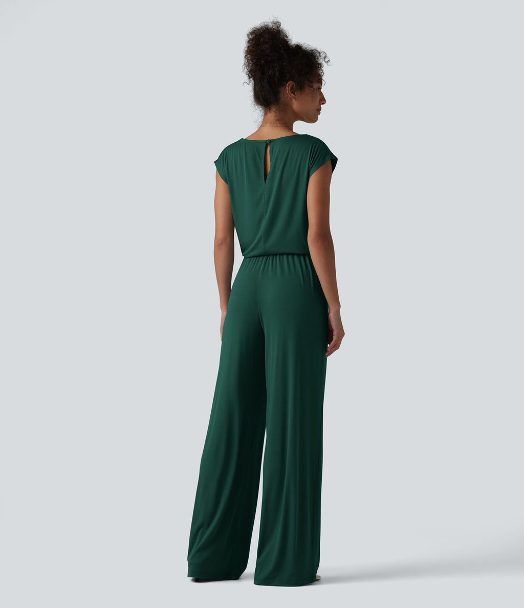 Combinaison casual sans manches col V cordon de serrage avec poches - Easy Peasy