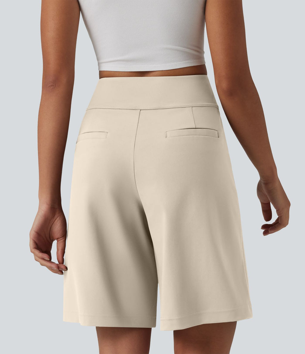 DayStretch Short tailleur bermuda plissé taille haute 25,5 cm avec poches