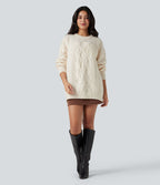 Pull col rond manches longues
