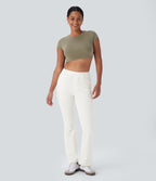 Halara Flex™ Jeans bootcut Casual Taille Haute Multiples Poches Lavés Élastiques et Tricotés Coupe