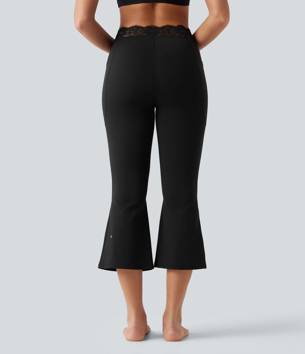Legging de yoga flare Halara UltraSculpt™ longueur mollet avec dentelle contrastée et poches