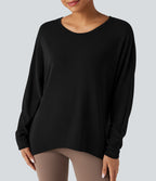Top thermique oversize col échancré manches longues ourlet asymétrique