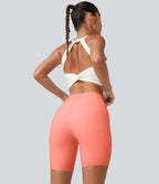 Short biker d’entraînement taille haute gainant Halara UltraSculpt™ avec poches, 18 cm
