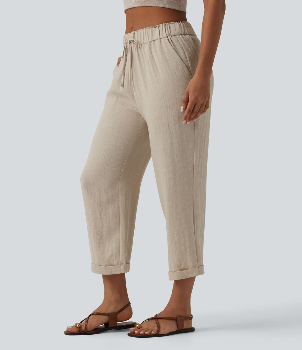 Jogging fuselé taille mi-haute à cordon avec poches