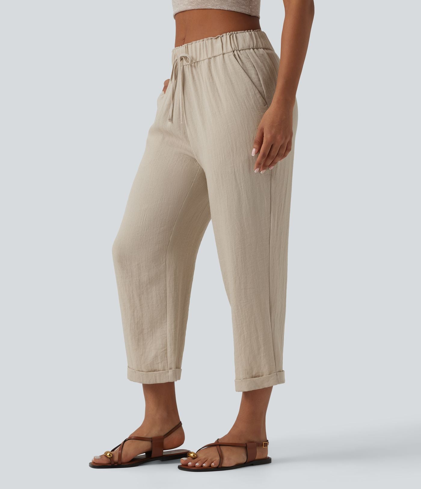 Jogging fuselé taille mi-haute à cordon avec poches