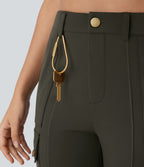 Pantalon cargo pedal pusher ajusté uni taille haute DayStretch avec poches zippées