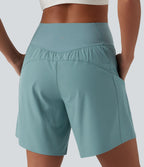 Short de yoga Breezeful™ 2-en-1 à séchage rapide taille haute croisée 17,5 cm avec poches