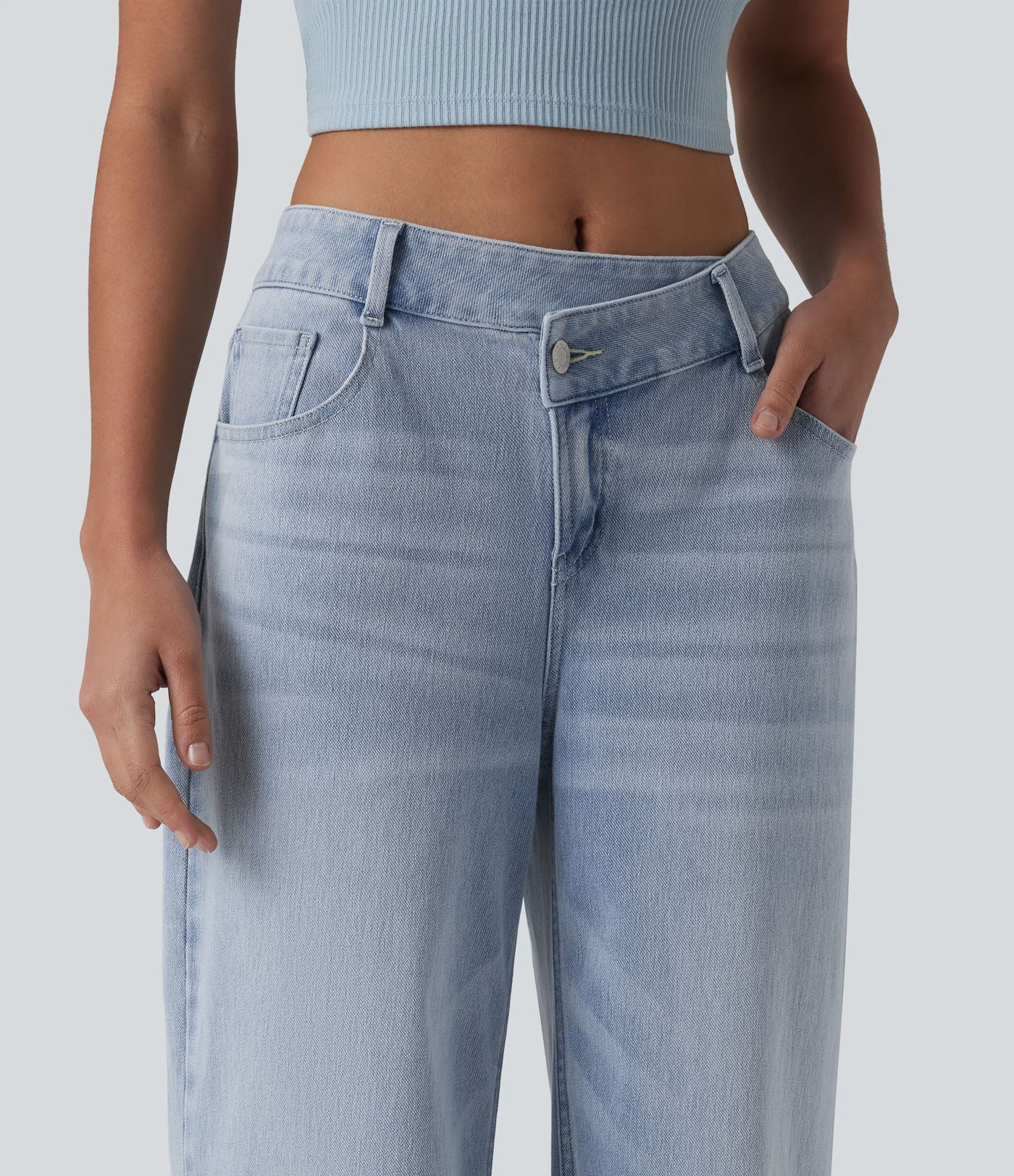 Jean large décontracté Halara Flex™ asymétrique taille mi-haute avec poches