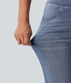 Jean flare Halara Flex™ taille haute délavé à rayures avec poches