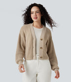 Cardigan gaufré col V manches longues