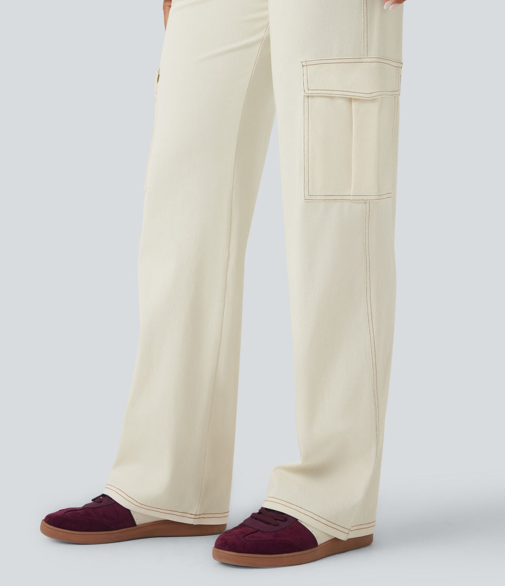 Halara Flex™ Taille Mi-Haute Multiples Poches Jambe Droite Jean Cargo Décontracté Extensible