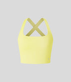 Débardeur yoga court SoftlyZero™ Airy col carré dos nu bretelles croisées effet frais InstantCool, bonnets A-C, protection solaire UPF50+