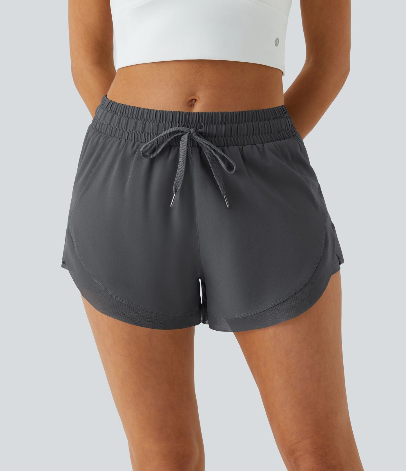 Shorts Running 7,5cm 2 en1 Taille Mi-Haute Cordon de Serrage Empiècement Mesh Contrastant