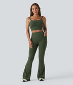 Halara UltraSculpt™ Legging yoga évasé gainant push-up taille haute à fronces avec poches
