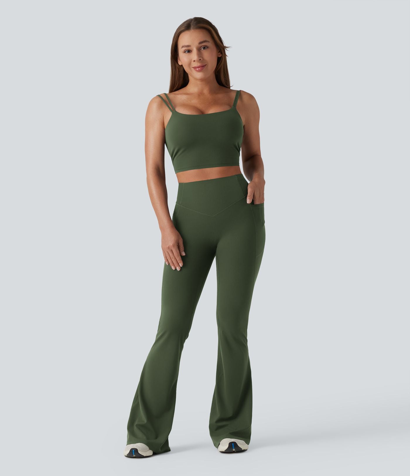 Halara UltraSculpt™ Legging yoga évasé gainant push-up taille haute à fronces avec poches