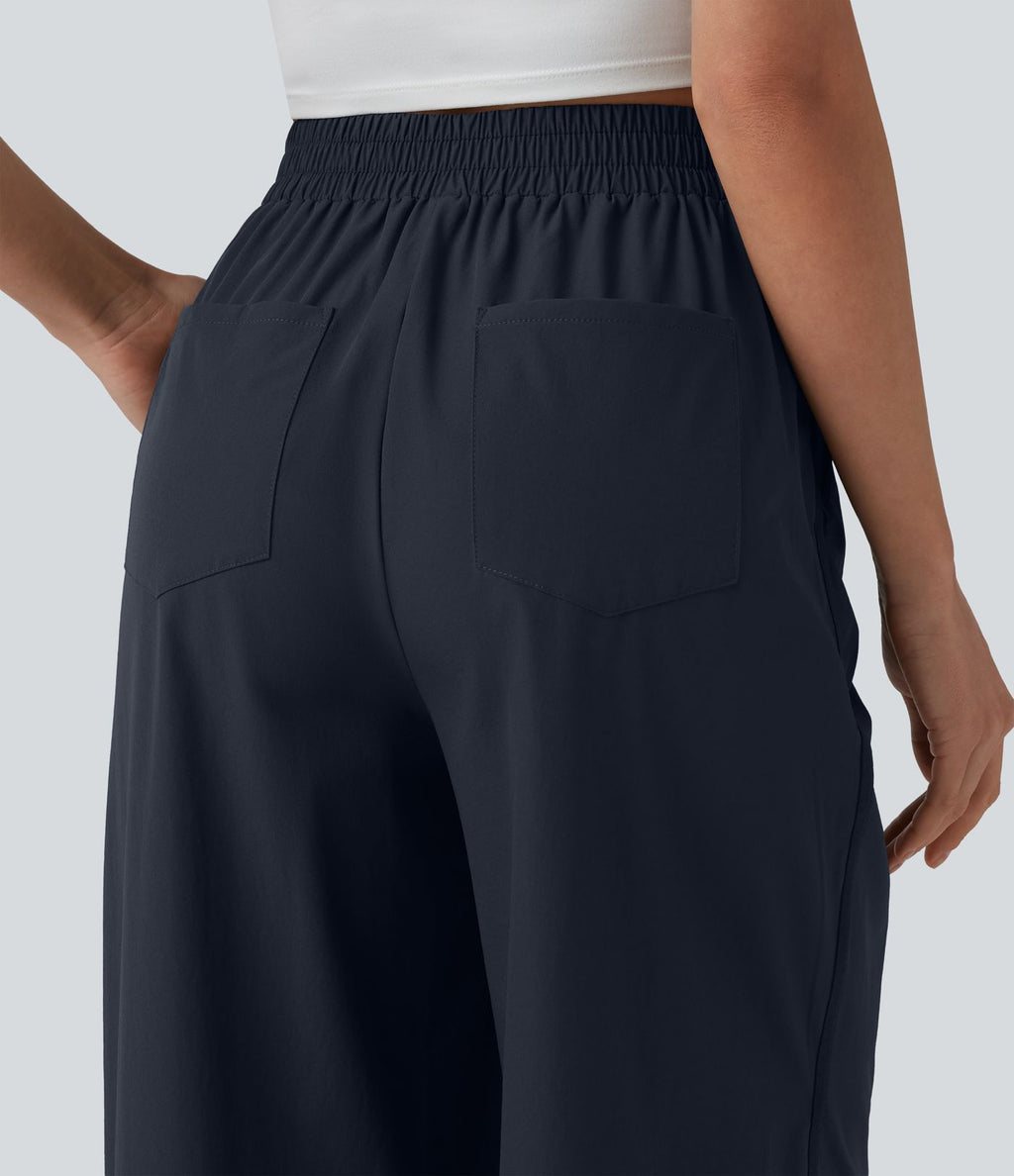 Pantalon large taille haute avec poches
