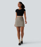Jupe mini décontractée 2-en-1 taille haute rayée gaufré