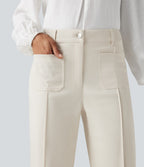 Pantalon tailleur évasé taille haute avec poches