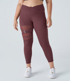 Legging yoga grande taille croisé taille haute avec mesh contrastant et boucle décorative DayStretch