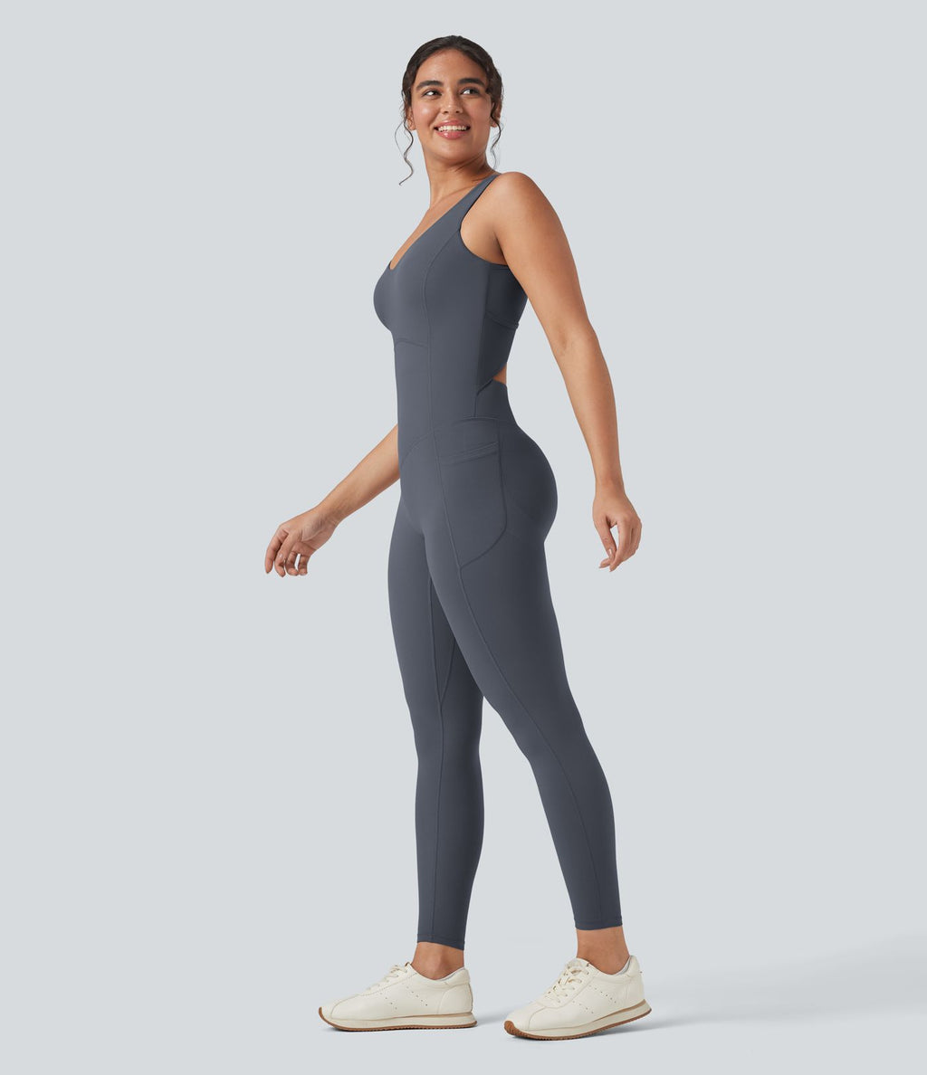 Combinaison de sport Halara UltraSculpt™ col V gainante push-up à poches