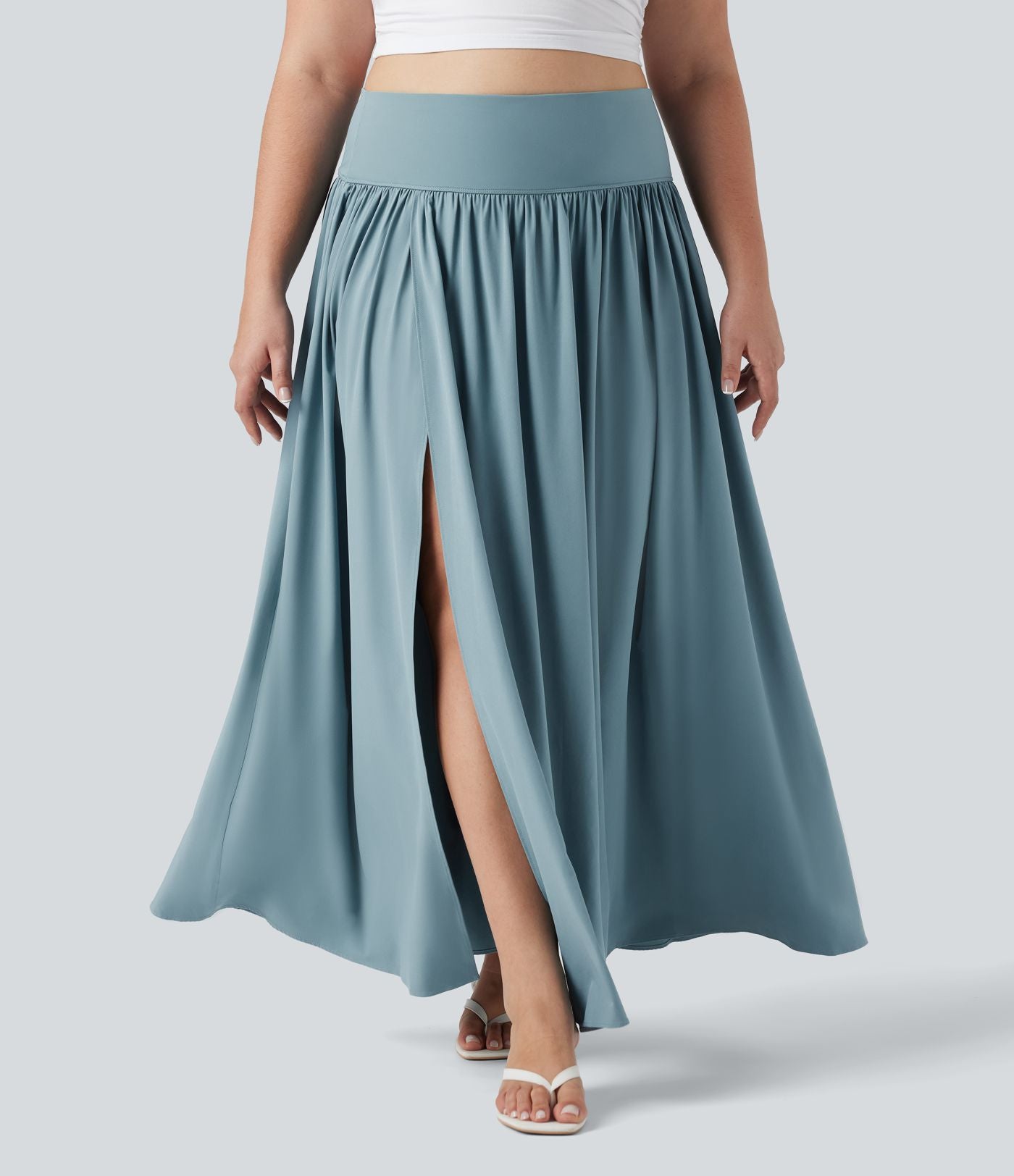 Jupe maxi fluide 2-en-1 gainante taille haute à séchage rapide grande taille Breezeful™