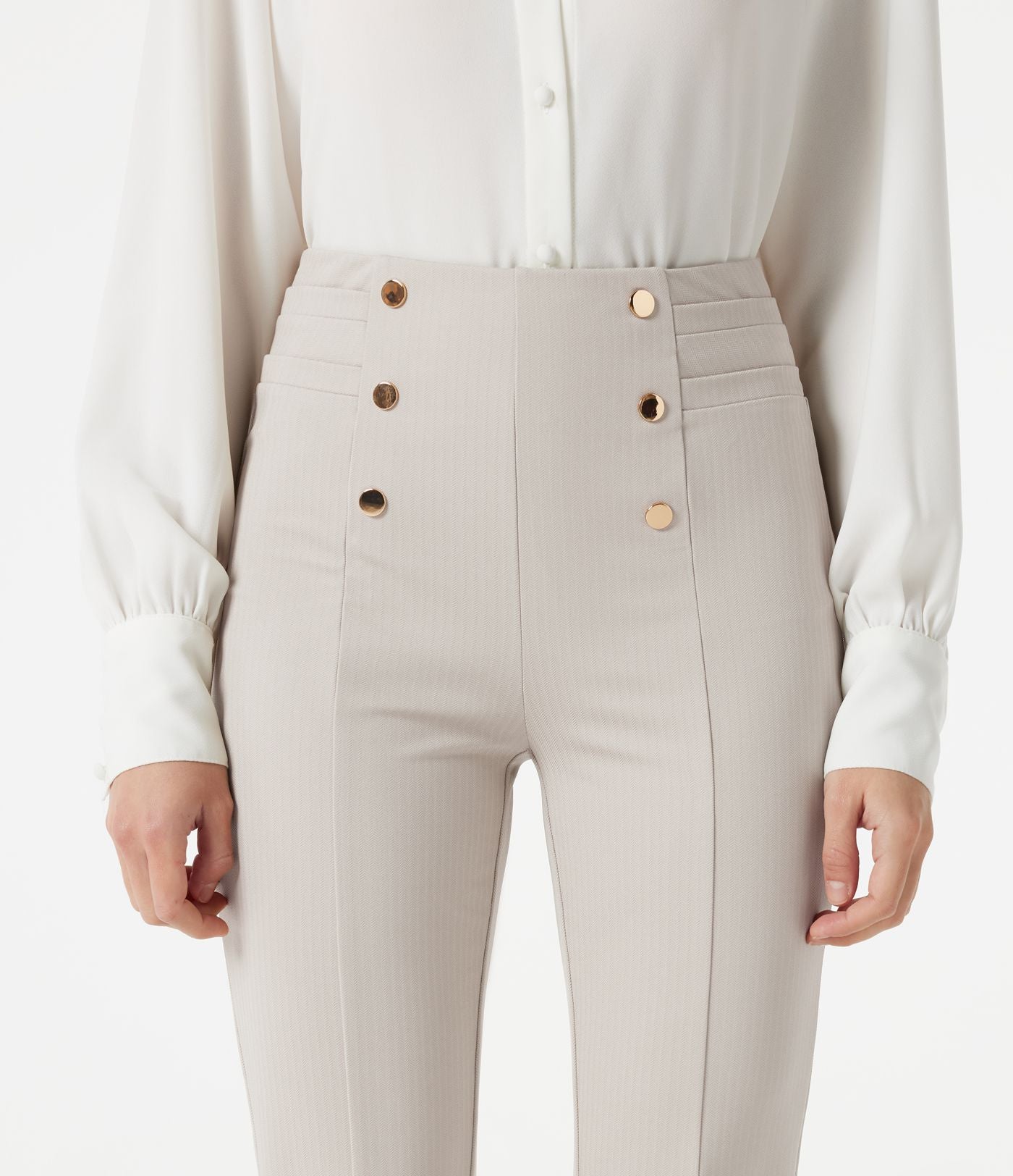 Pantalon Halara Flex™ taille haute esprit bureau à motif chevrons avec poches